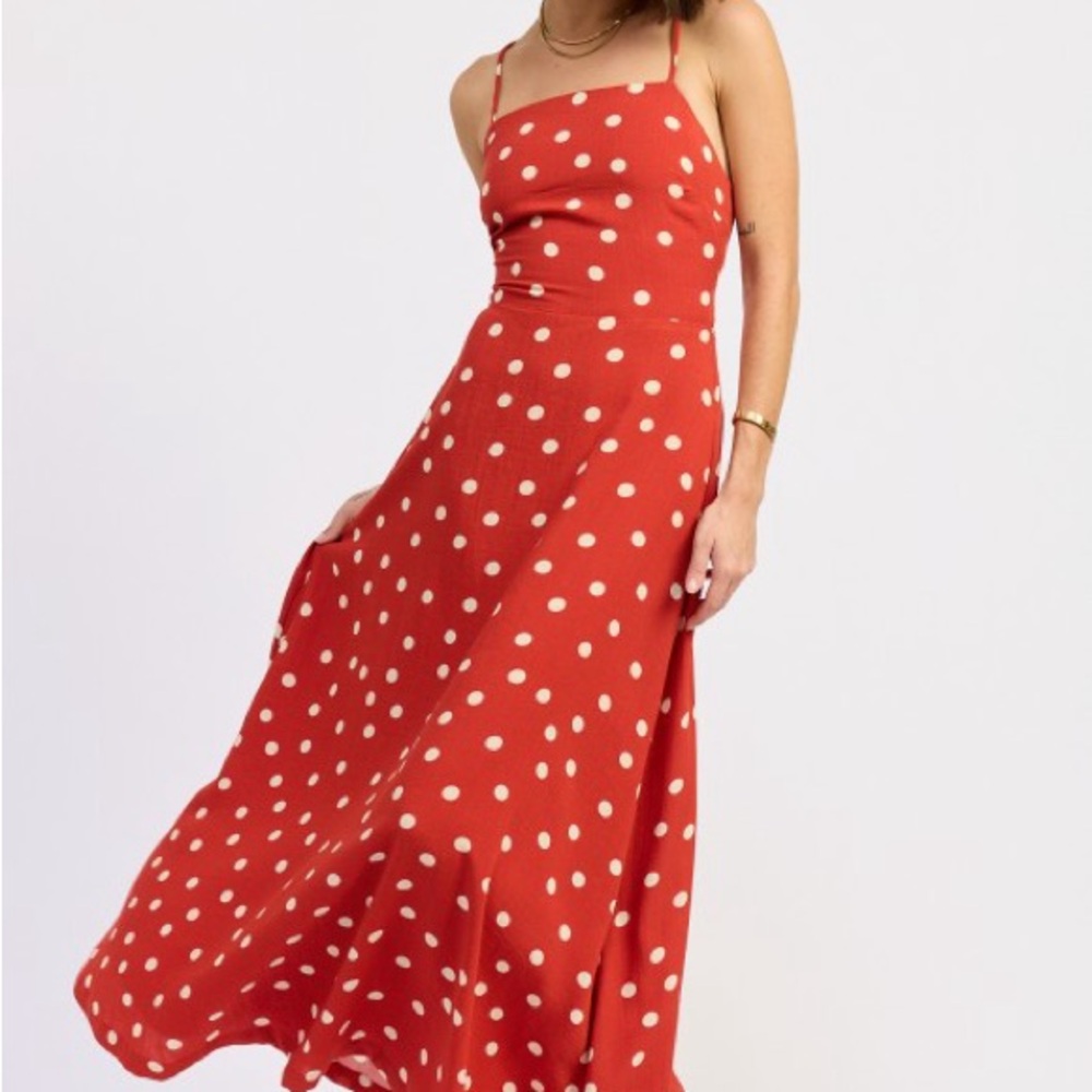 Polka Dot Red Maxi Dress - Picture 1 of 8